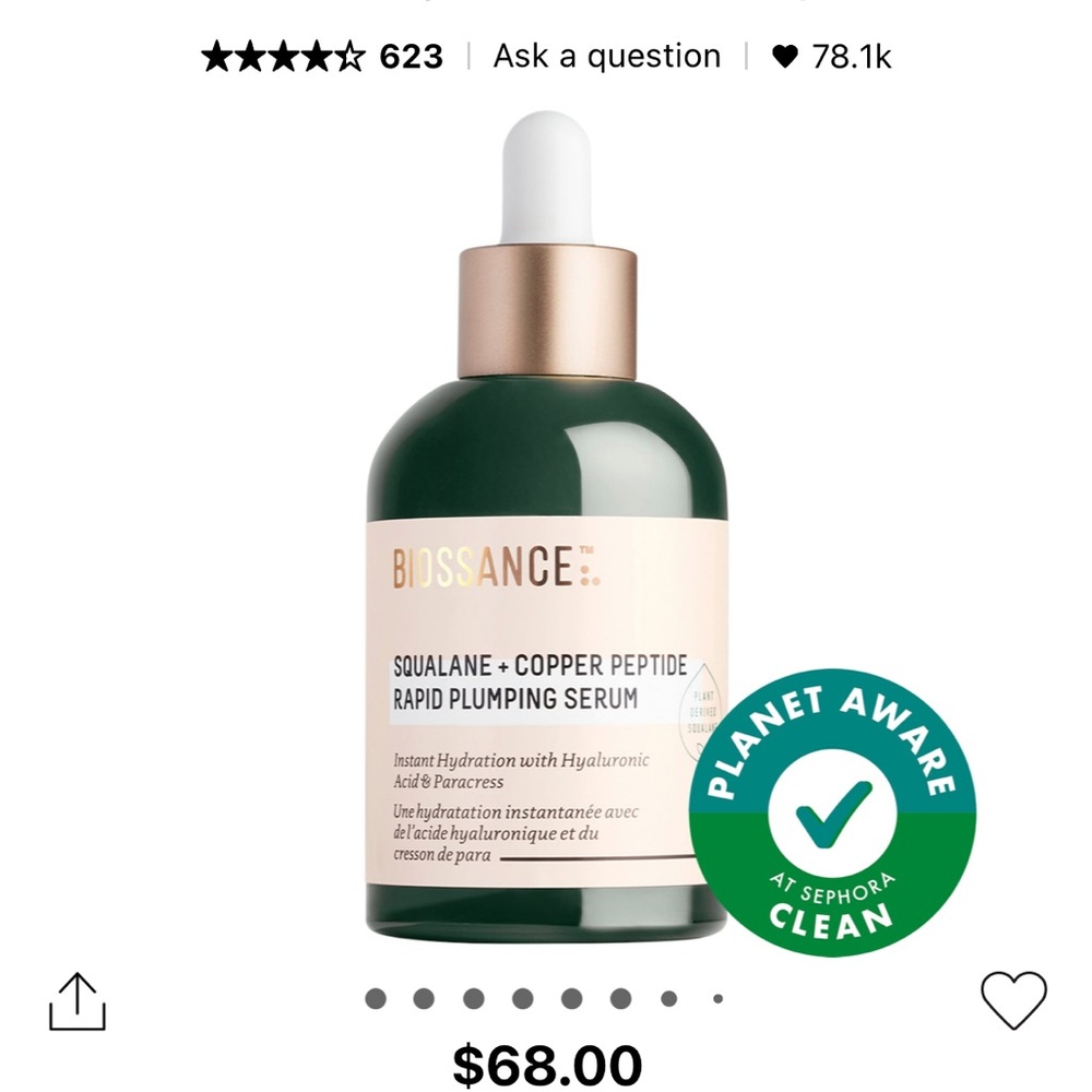 Biossance Green Squalane + Copper Peptide Serum